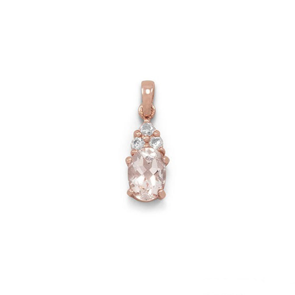 Morganite Pendant with White Topaz Rose Gold-plate, Pendant Only