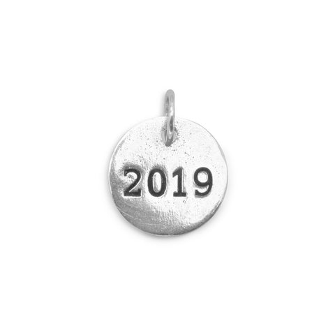 Year 2019 Charm Round Sterling Silver
