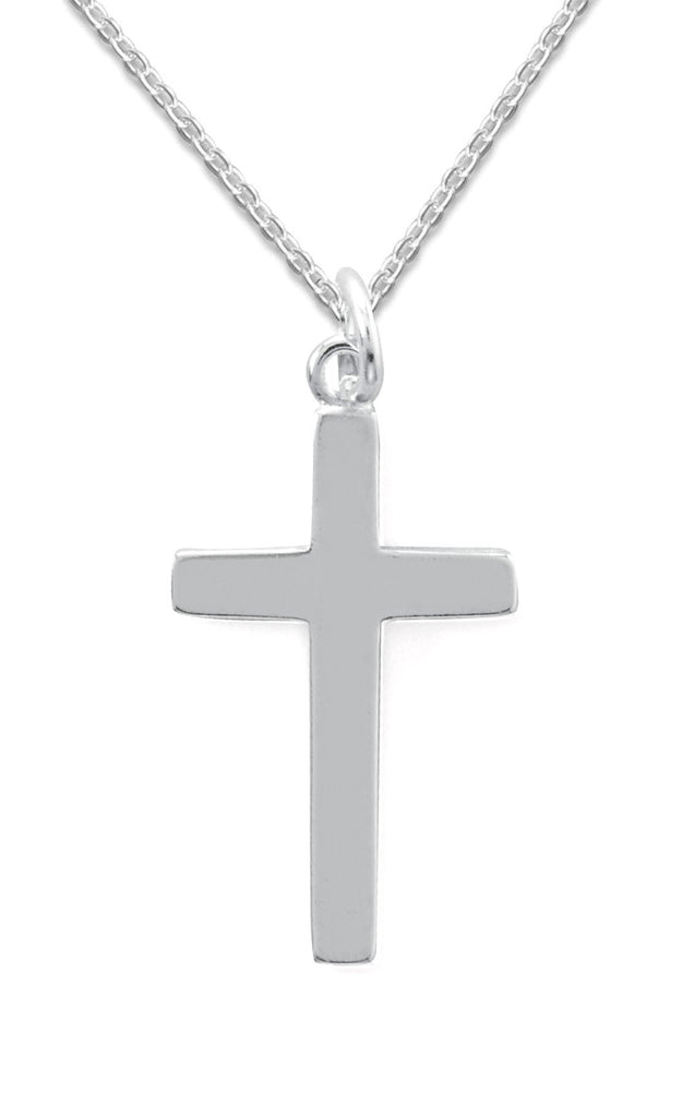 Polished Cross Charm Small Pendant Sterling Silver with Chain