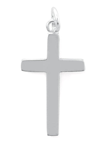 Polished Cross Charm Small Pendant 23x12mm Sterling Silver