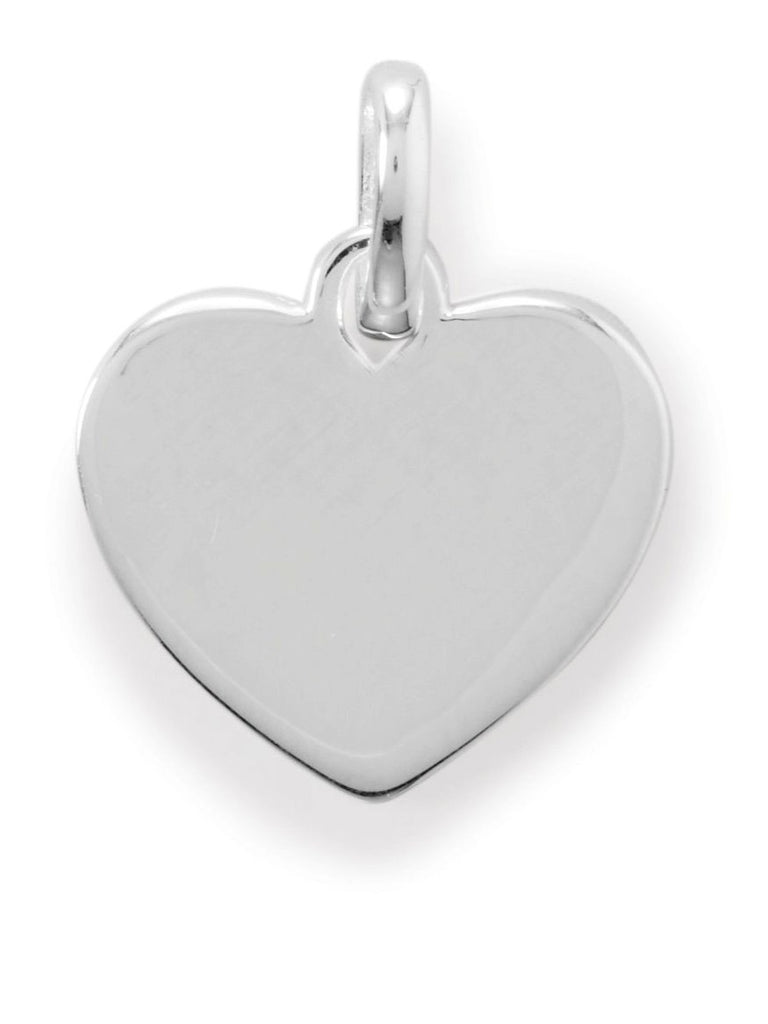 Sterling Silver Polished Heart Charm Pendant Engraveable with Ring