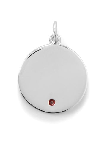 Round Tag Pendant Charm January Cubic Zirconia Sterling Silver Engravable