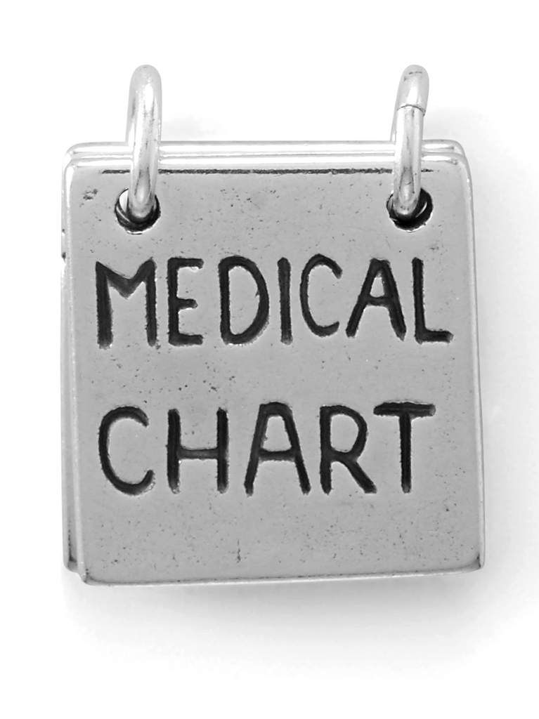 Medical Chart Charm Sterling Silver - Opens Up