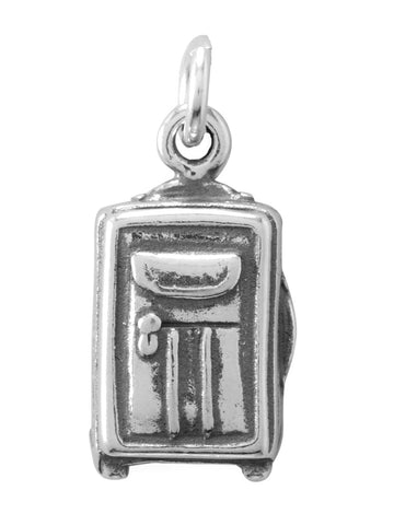 Rolling Suitcase Travel Charm Sterling Silver