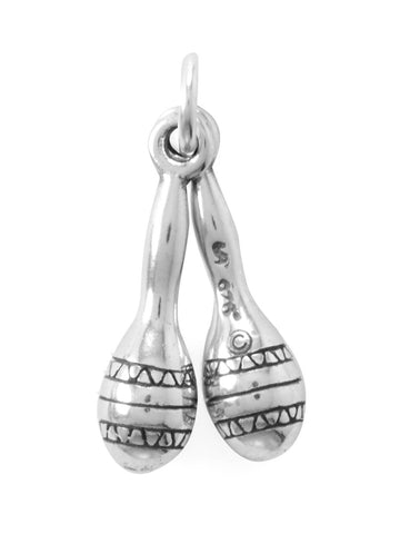 3D Maracas Charmt Sterling Silver