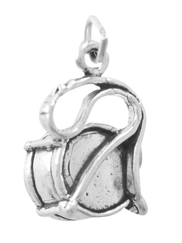 Marching Band Drum with Strap Charm Sterling Silver 3D Antiqued Finish