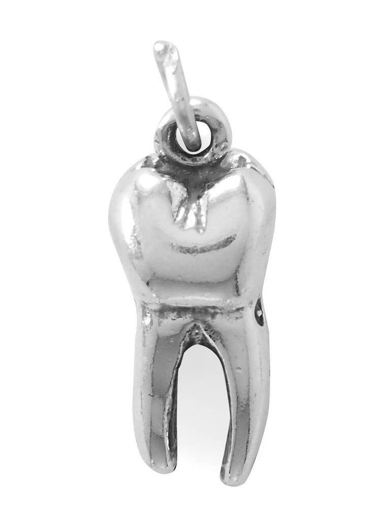 Tooth Charm Antiqued Sterling Silver Dentist Molar