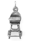 High Chair Charm Antiqued Sterling Silver