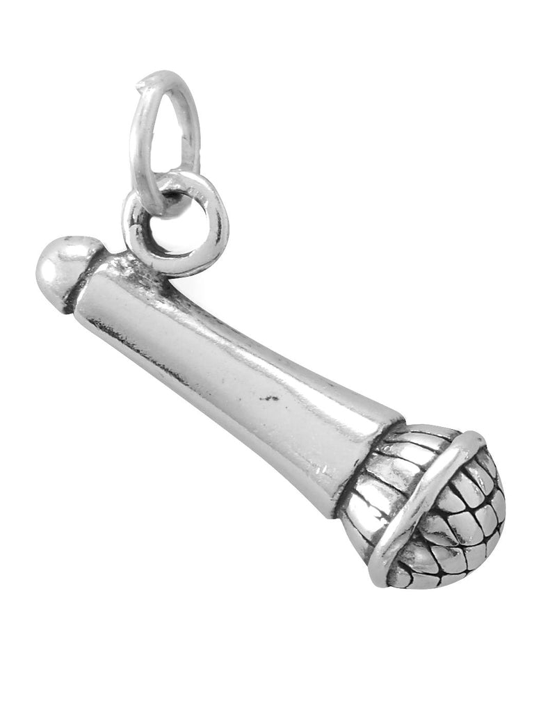 3-D Handheld Microphone Charm Sterling Silver