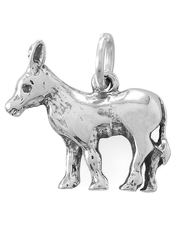 Donkey Charm Sterling Silver Antiqued Finish 3D