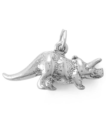 Sterling Silver Triceratops Dinosaur Charm