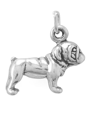 Bulldog Dog Charm Sterling Silver