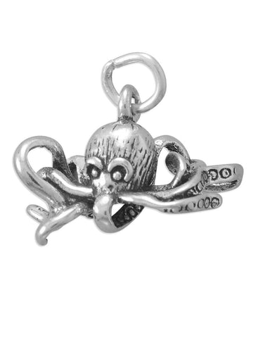 Octopus Charm Sea Ocean Animal Sterling Silver