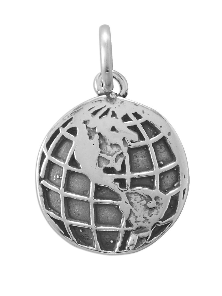 World Traveler Globe Charm Sterling Silver