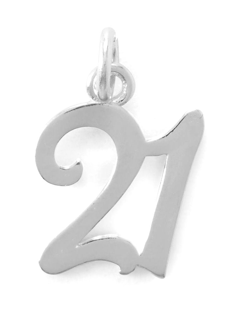 Number Twenty-one 21 Charm Sterling Silver