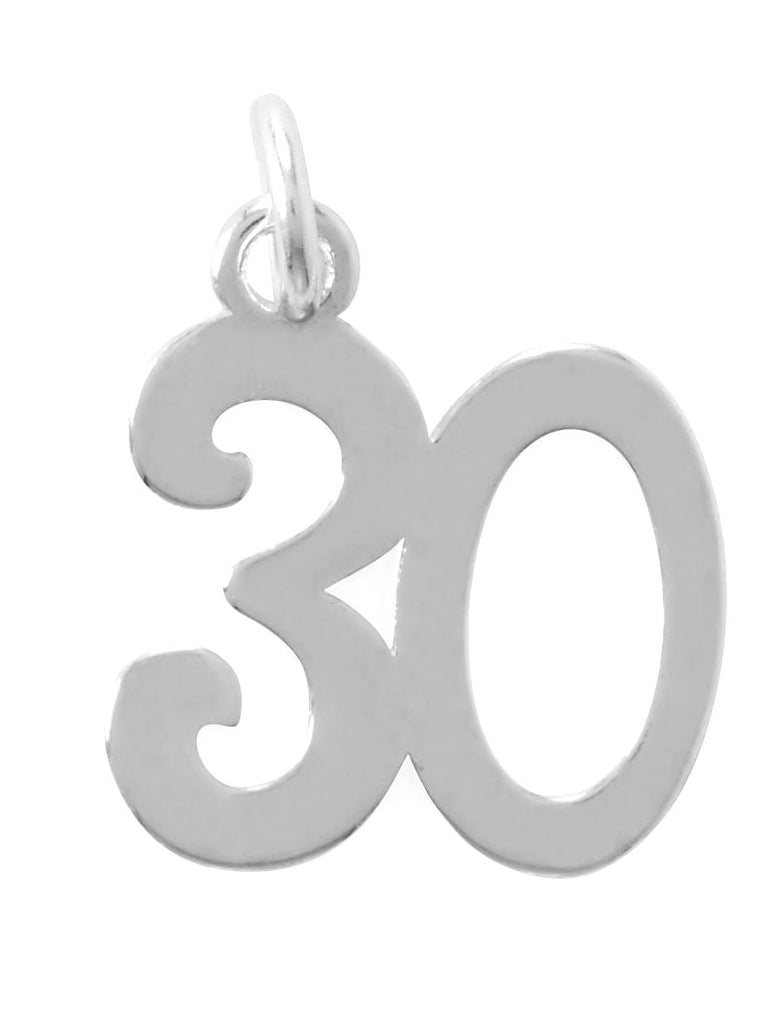 Number Thirty 30 Charm Sterling Silver