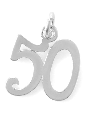 Number Fifty 50 Charm Sterling Silver