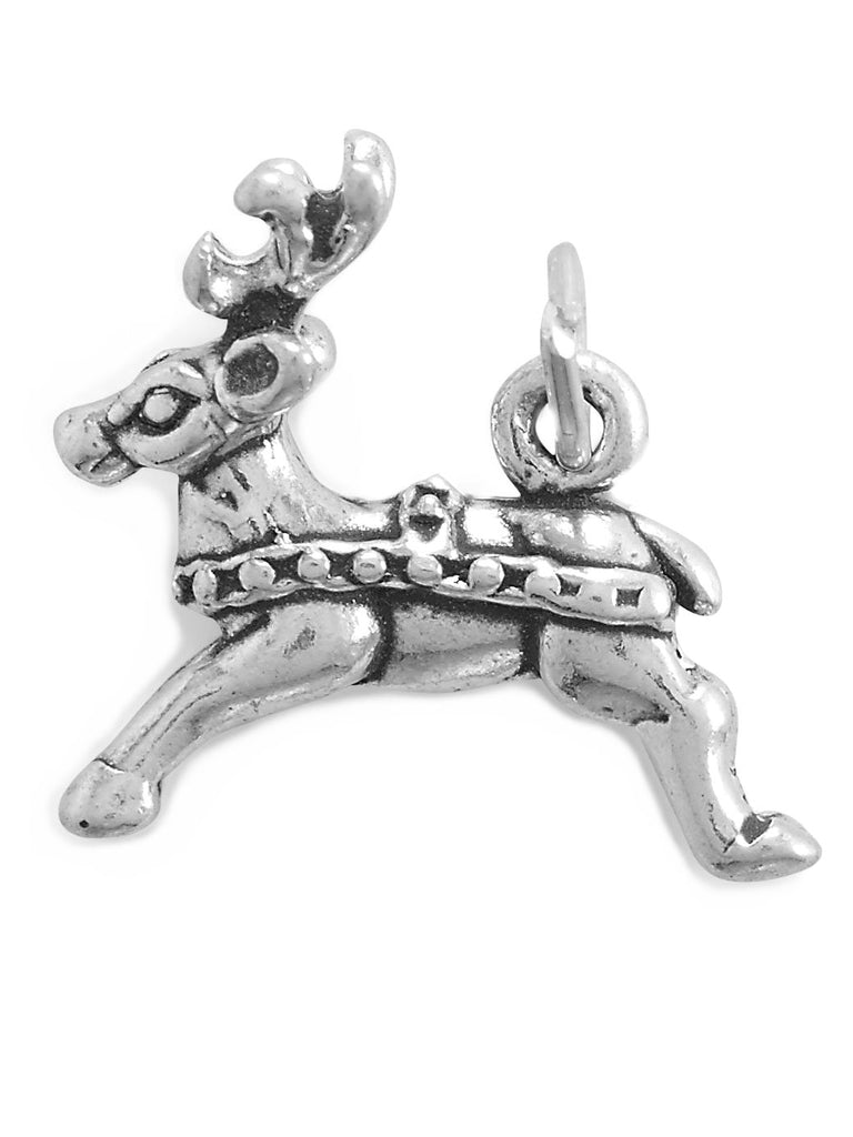 Santas Reindeer Charm Sterling Silver