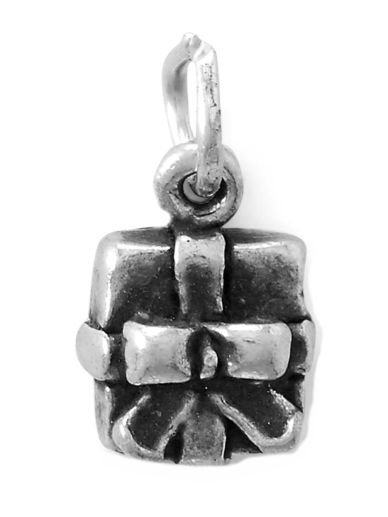 Present Gift Charm Small Antiqued Sterling Silver