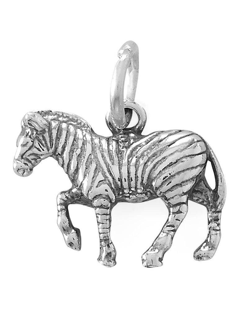 Zebra Charm Sterling Silver 3D