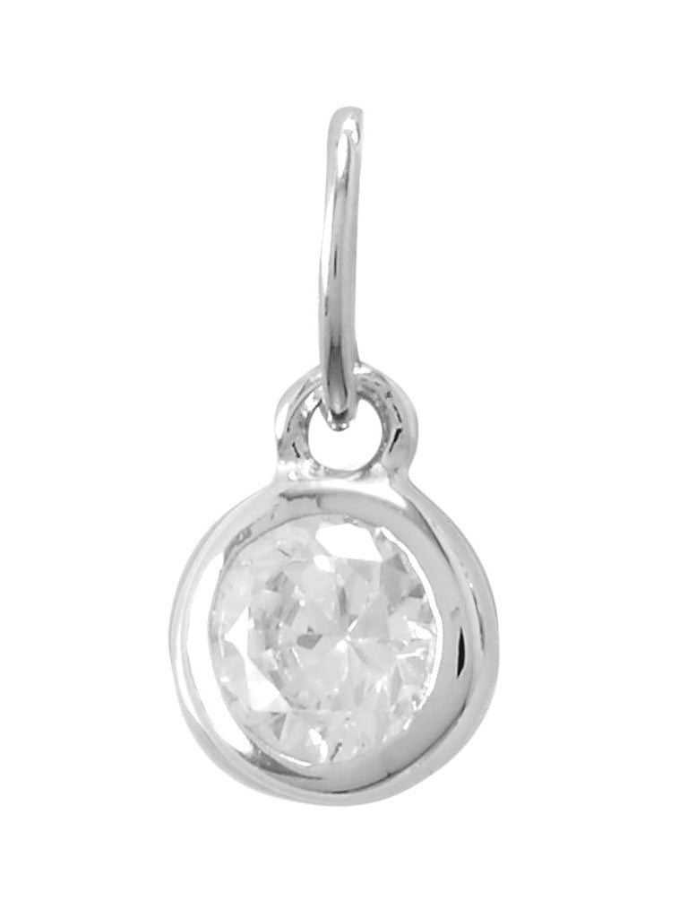 April Birthday Charm Clear Cubic Zirconia Sterling Silver