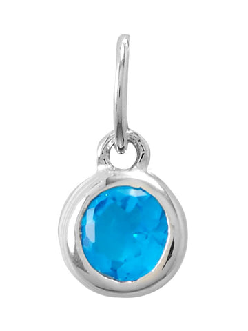 December Birthday Charm Bright Blue Cubic Zirconia Sterling Silver