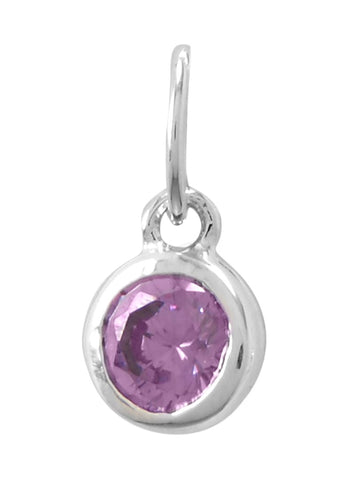 February Birthday Charm Purple Cubic Zirconia Sterling Silver