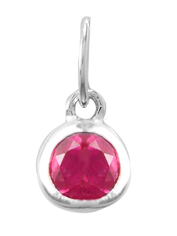 July Birthday Charm Red Cubic Zirconia Sterling Silver