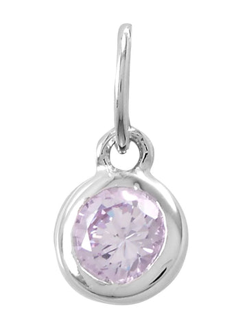 June Birthday Charm Lavender Light Purple Cubic Zirconia Sterling Silver