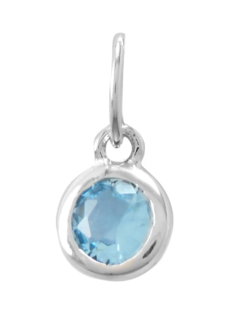 March Birthday Charm Light Blue Cubic Zirconia Sterling Silver