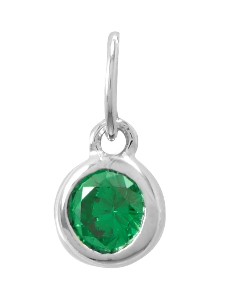 May Birthday Charm Green Cubic Zirconia Sterling Silver