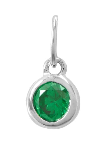 May Birthday Charm Green Cubic Zirconia Sterling Silver