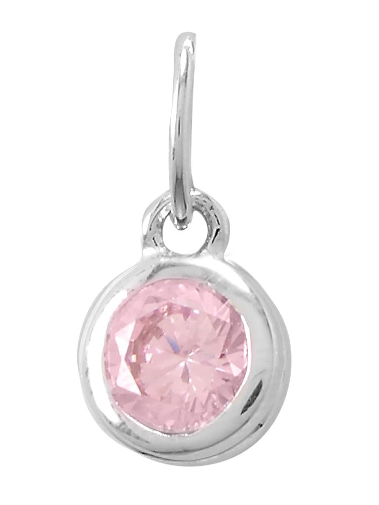 October Birthday Charm Pink Cubic Zirconia Sterling Silver