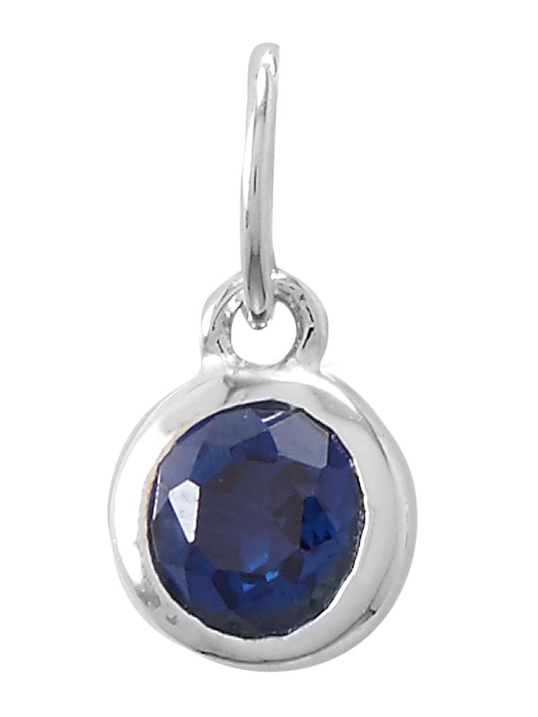 September Birthday Charm Dark Blue Cubic Zirconia Sterling Silver