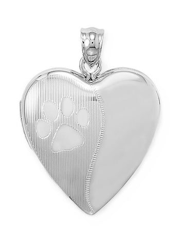 Heart with Paw Print Locket Keepsake Photo and Memory Keeper