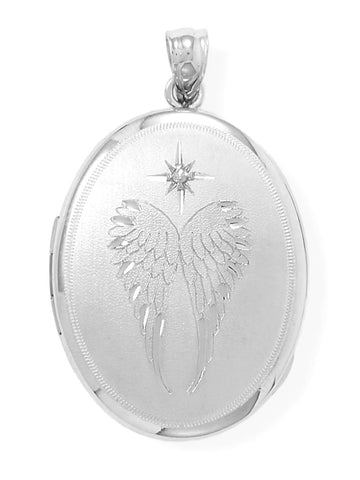 Oval Keepsake Locket Photo and Memory Keeper Sterling Silver and Diamond Accent