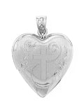 Heart Locket Keepsake Photo and Memory Keeper with Cross Sterling Silver