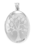 Family Tree Locket Keepsake Photo and Memory Keeper with Cross Sterling Silver