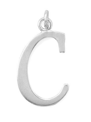 Sterling Silver Alphabet Capital Letter C Pendant Charm