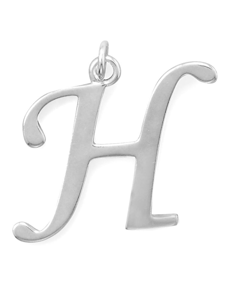 Sterling Silver Alphabet Capital Letter H Pendant Charm