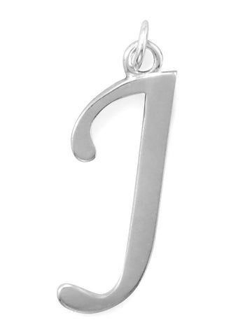 Sterling Silver Alphabet Capital Letter J Pendant Charm