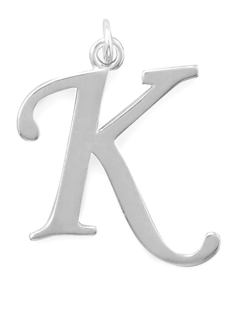 Sterling Silver Alphabet Capital Letter K Pendant Charm