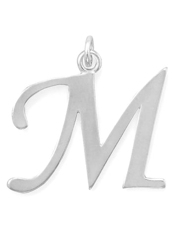 Sterling Silver Alphabet Capital Letter M Pendant Charm