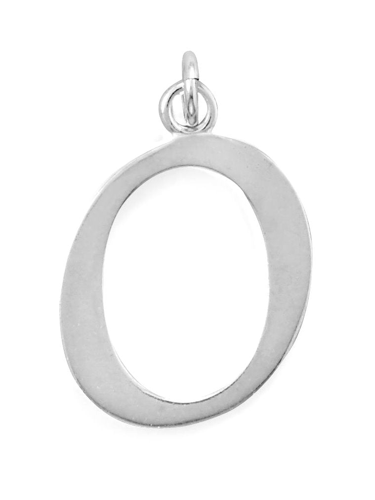 Sterling Silver Alphabet Capital Letter O Pendant Charm