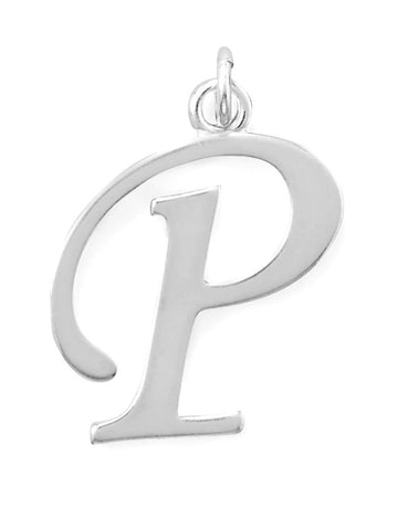 Sterling Silver Alphabet Capital Letter P Pendant Charm