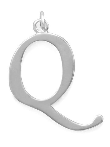 Sterling Silver Alphabet Capital Letter Q Pendant Charm