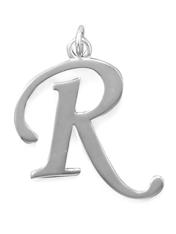 Sterling Silver Alphabet Capital Letter R Pendant Charm