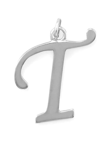 Sterling Silver Alphabet Capital Letter T Pendant Charm