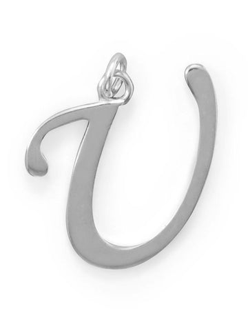 Sterling Silver Alphabet Capital Letter U Pendant Charm