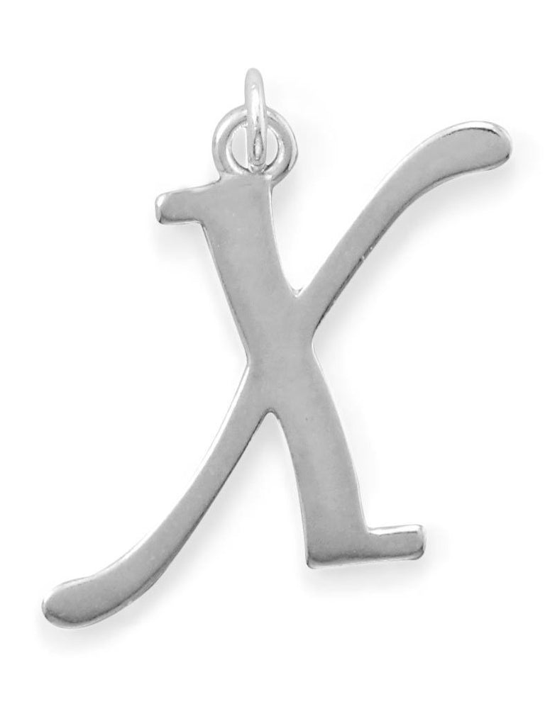 Sterling Silver Alphabet Capital Letter X Pendant Charm